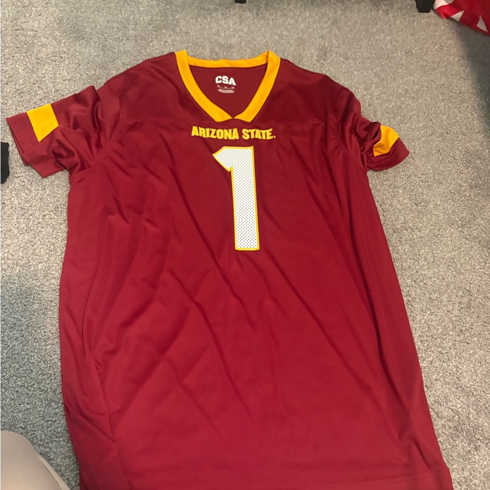 Women's Maroon and Yellow Short Sleeve Tee